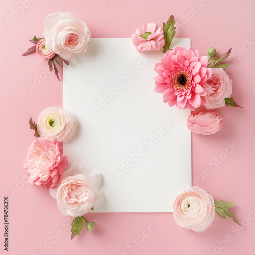 Blank paper note with a floral arrangement