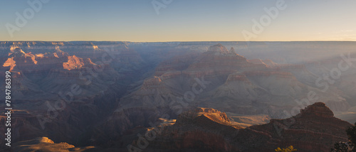 Sunrise over Grand Canyon  panoramic view