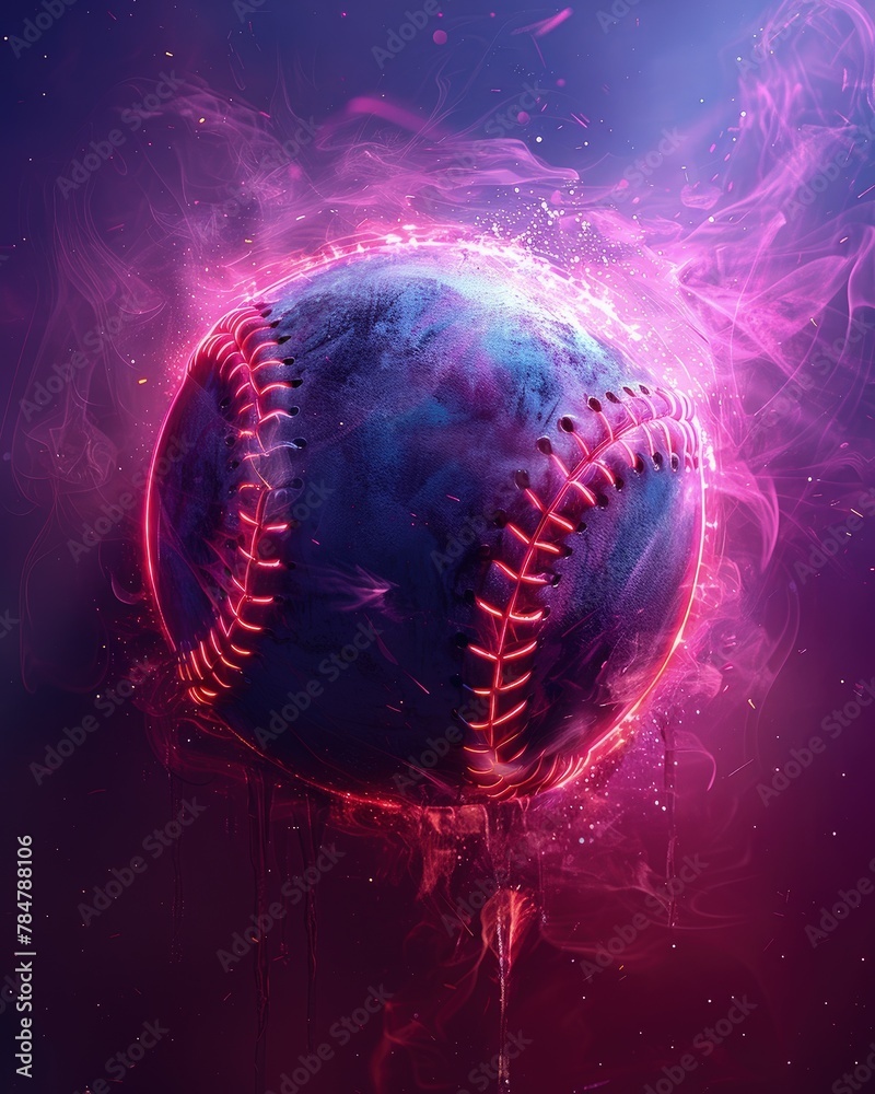 custom made wallpaper toronto digitalGraphic design of a baseball diamond with neon outlines, against a dark background
