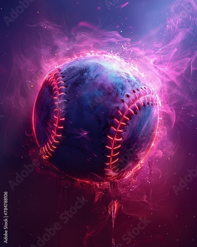 Wallpaper Mural Graphic design of a baseball diamond with neon outlines, against a dark background Torontodigital.ca