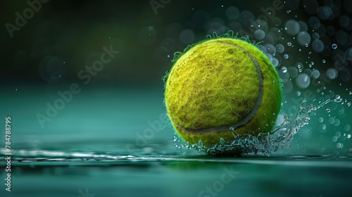 Tennis ball bouncing on the court in motion blur, fast-paced action © Gefo