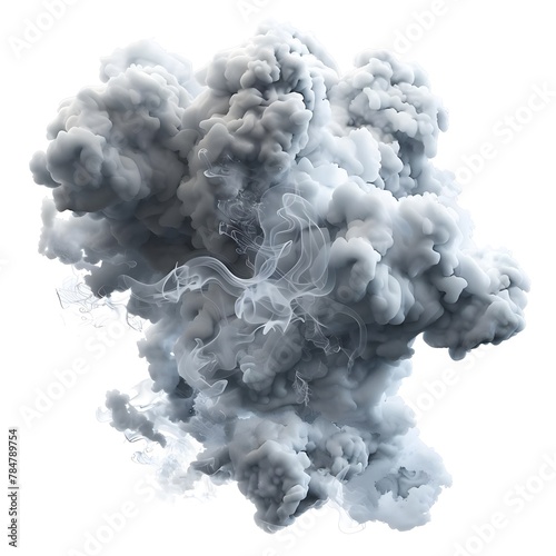 3D rendering of steam clouds with special effects, displayed on a white background.