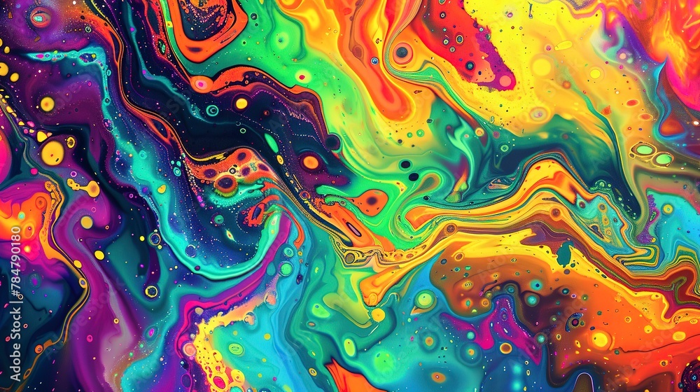 Naklejka premium Abstract Oil Painting effect background, Psychedelic Patterns: Vibrant and often hallucinogenic patterns.