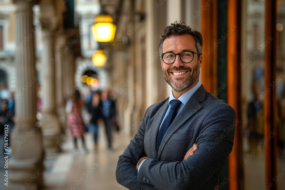 Confident Businessman Standing With Crossed Arms Confident Businessman Standing With Crossed Arms