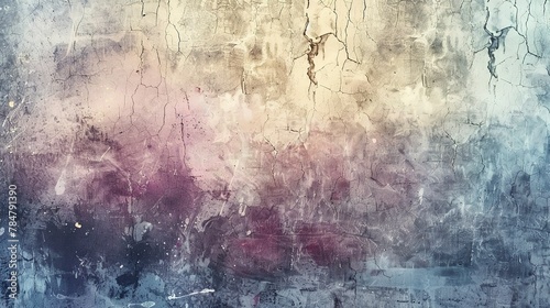Distressed oil painting background, faded colors, wide angle, crackled texture. 