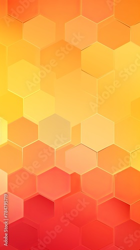 Coral and yellow gradient background with a hexagon pattern in a vector illustration