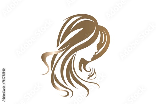 A woman with long brown hair is shown in a gold color