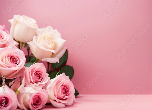 Pink roses your Text on pink background