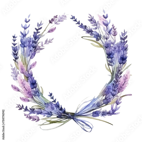 Watercolor wreath of lavender blooms