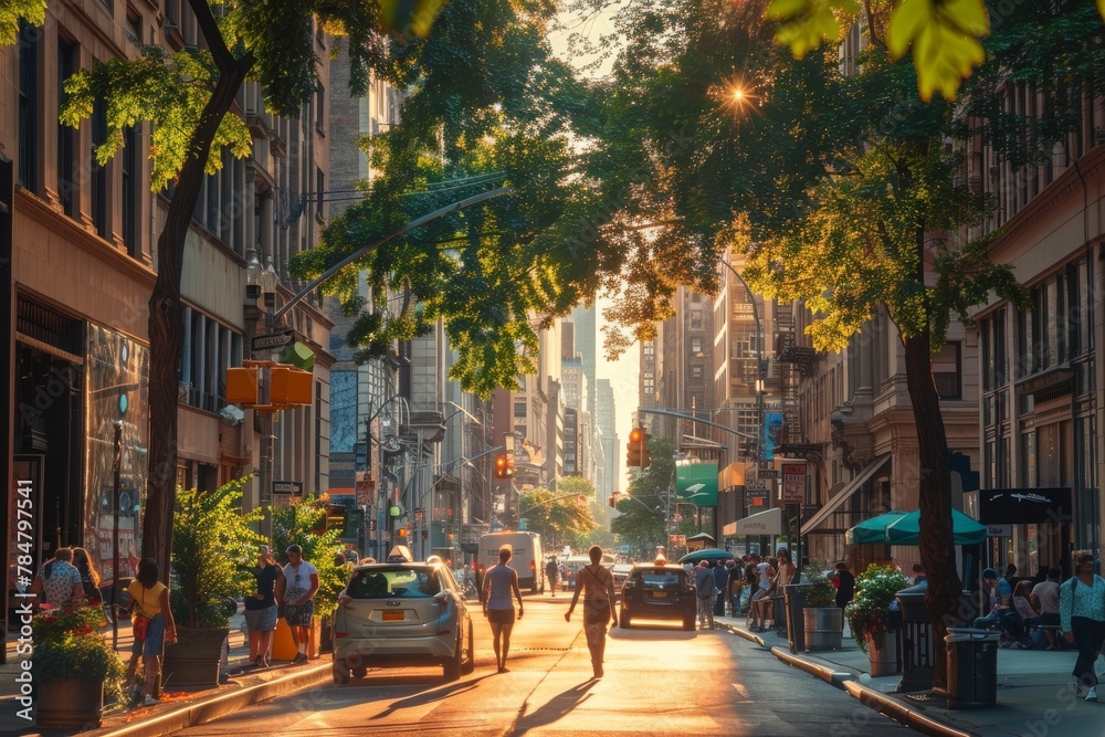 Fototapeta premium Urban Summer: Embracing the Heat in the Heart of the City
