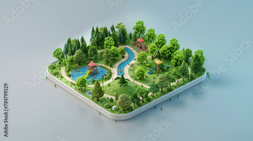 3d isometric view of a park