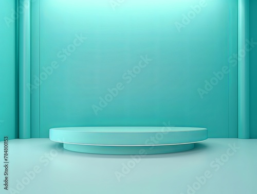 cyan abstract background vector, empty room interior with gradient corner in a color for product presentation platform studio showcase mock up 