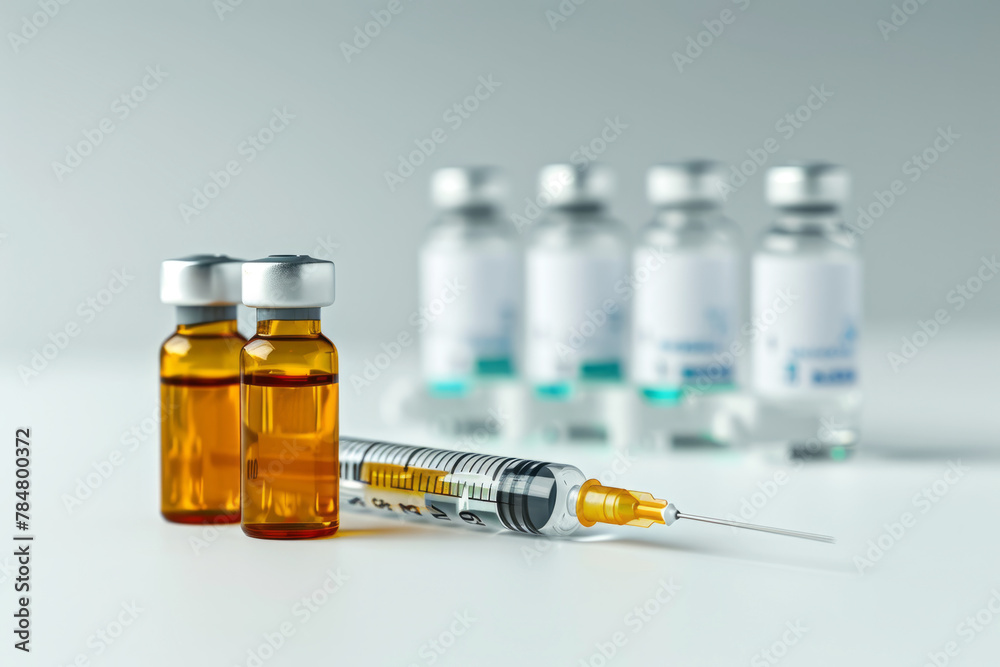 © Ivan - Isolated vaccine bottles and syringes close up with space for text or inscriptions © Ivan - Isolated vaccine bottles and syringes close up with space for text or inscriptions