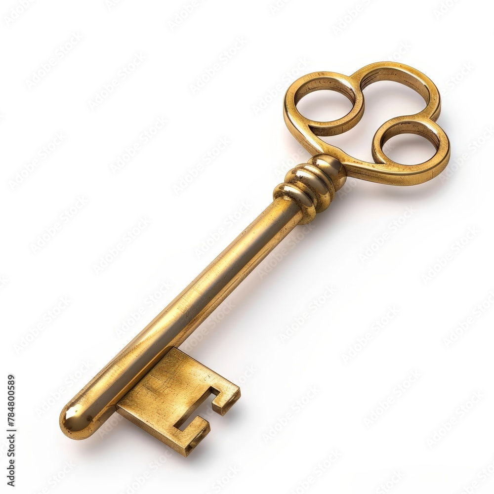 Shiny Gold Key on isolated white background Shiny Gold Key on isolated white background