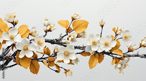 White flower branch yellow UHD Wallpaper