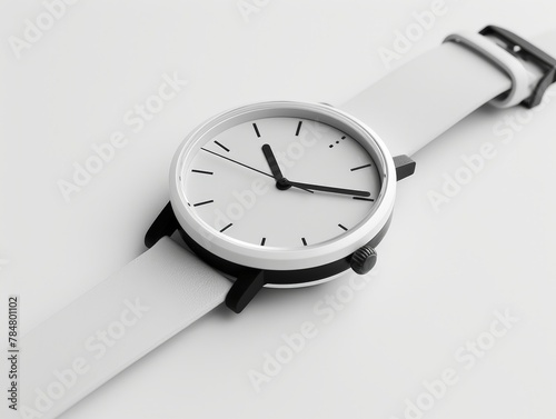 Minimalist white watch telling time