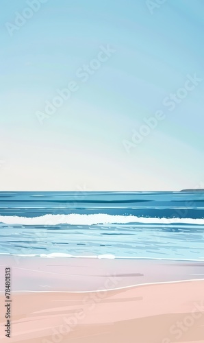 Blue Paradise, Tropical Beach and Sky, Minimalism, phone wallpaper 