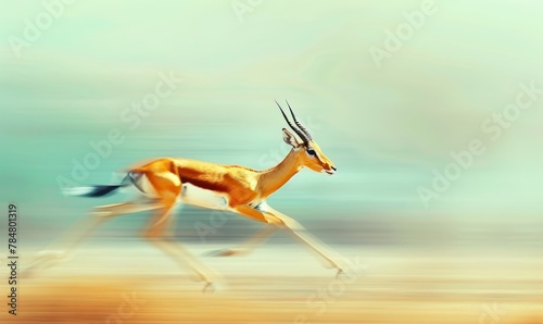 Graceful antelope leaping in motion, illustration of a freedom and beauty of nature © Jira
