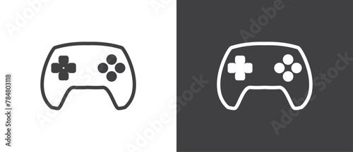 Gamepads Game console icon symbol sign in black and white background. Gamepads vector icon. Video Game controller icon. Video game console icon. Vector illustration