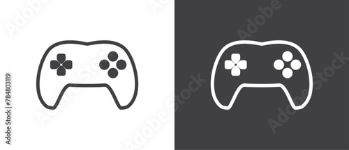 Game console or Gamepads icon symbol sign in black and white background. Gamepads vector icon. Video Game controller icon. Video game console icon. Vector illustration