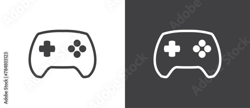 Video game console or Gamepads icon symbol sign in black and white background. Gamepads vector icon. Game controller icon. Video game console icon. Vector illustration