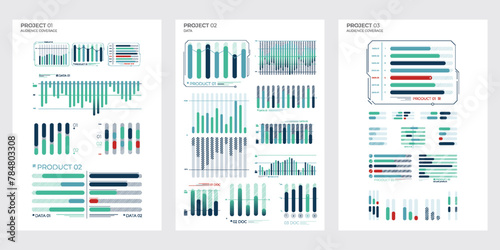 Business elements charts in color. Finance Charts.