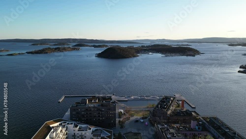 Drone footage from Sørenge towards islands in Oslofjorden photo