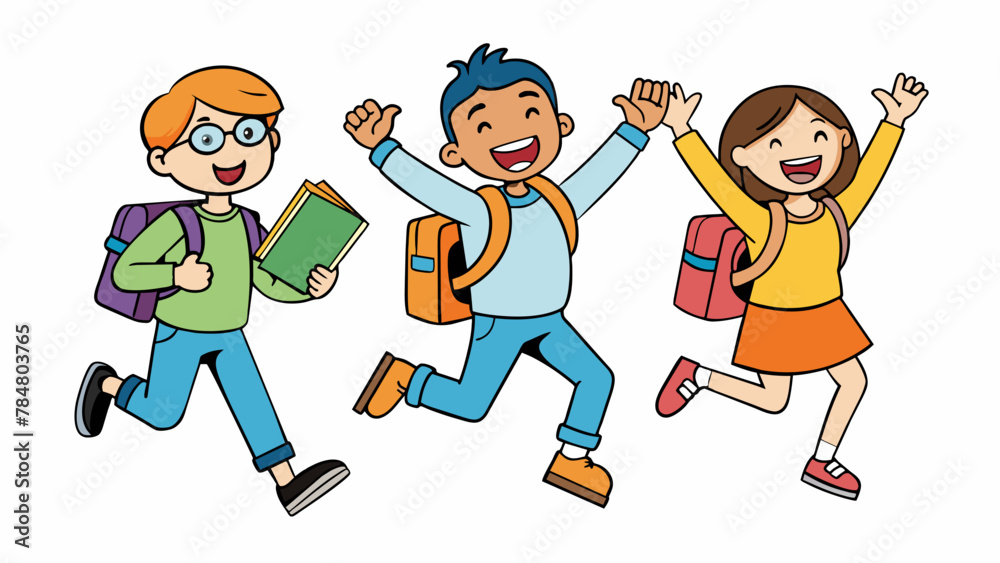 The students are jumping for joy vector illustration The students are jumping for joy vector illustration