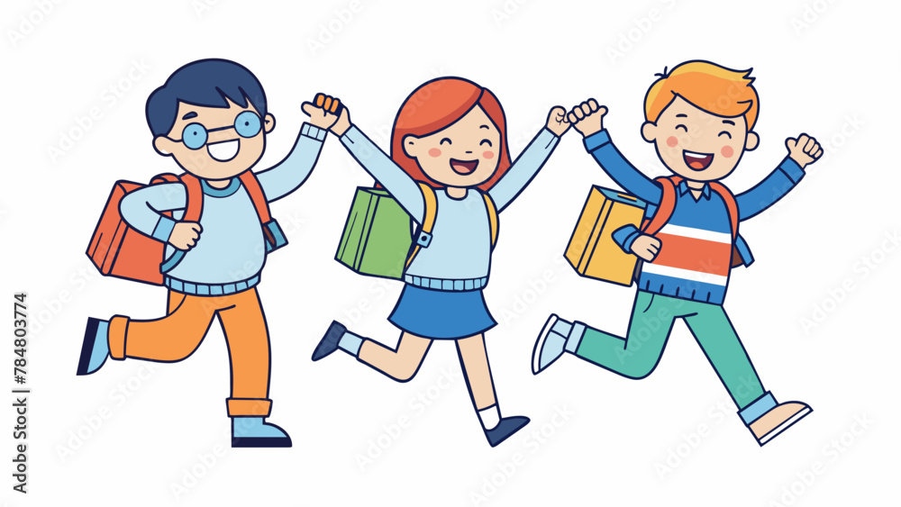 The students are jumping for joy vector illustration The students are jumping for joy vector illustration