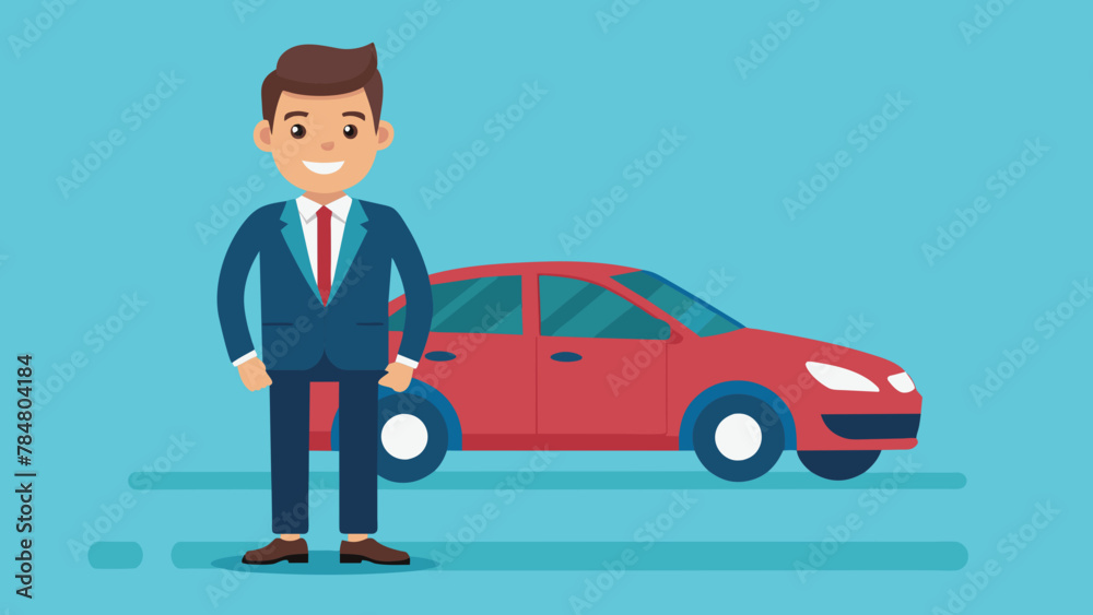 A man is sitting outside the car vector illustration A man is sitting outside the car vector illustration