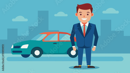 A man is sitting outside the car vector illustration © Shiju Graphics