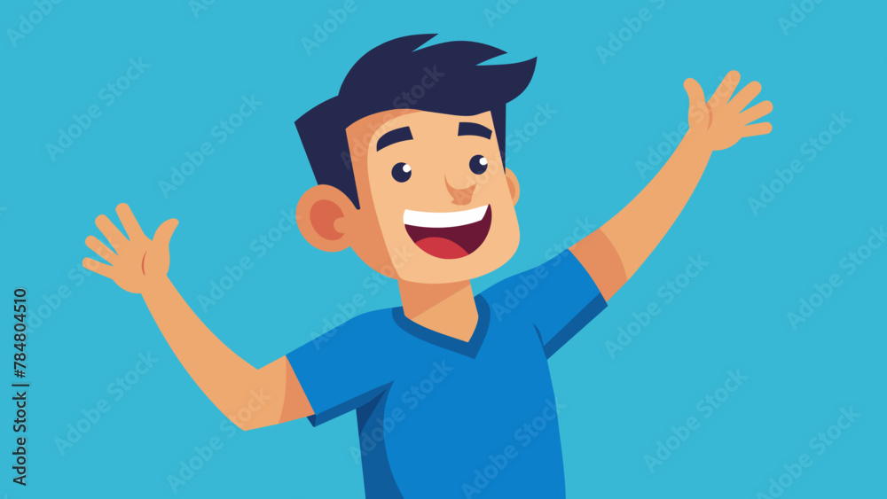 happy man shows gesture cool vector illustration