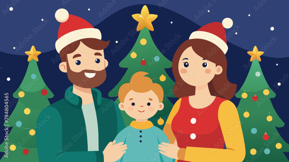 Happy mom dad and kid celebrating Christmas doing vector illustration Happy mom dad and kid celebrating Christmas doing vector illustration