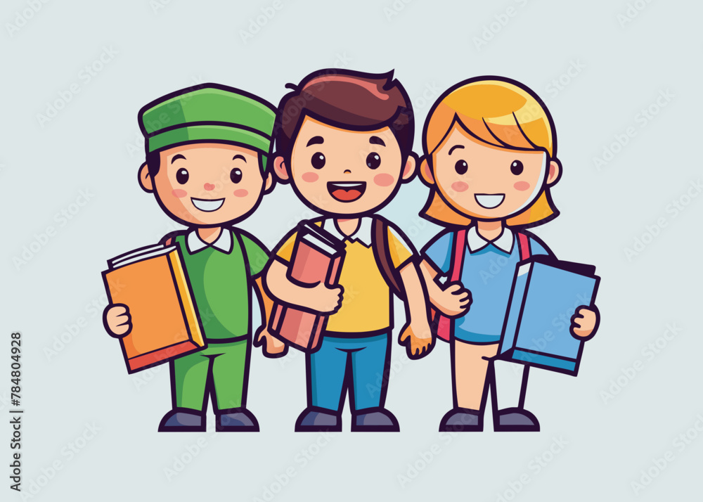 Students with new books vector illustration Students with new books vector illustration