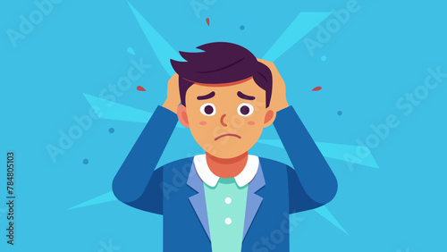  headache fatigue or upset man vector illustration