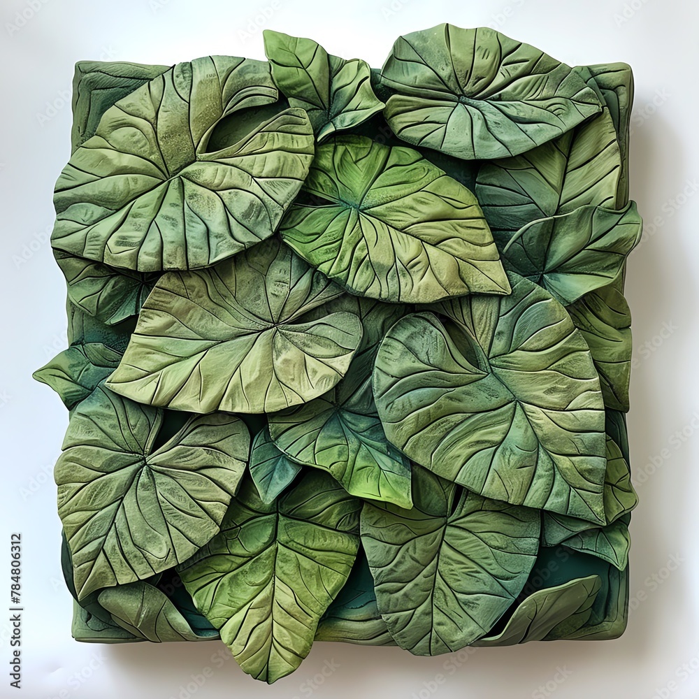 Craft a detailed clay sculpture presenting an overhead view of a Kava ...