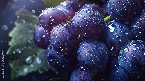 Grape with drops of water