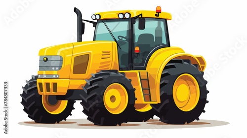 Vector illustration the yellow tractor. 2d flat cartoon