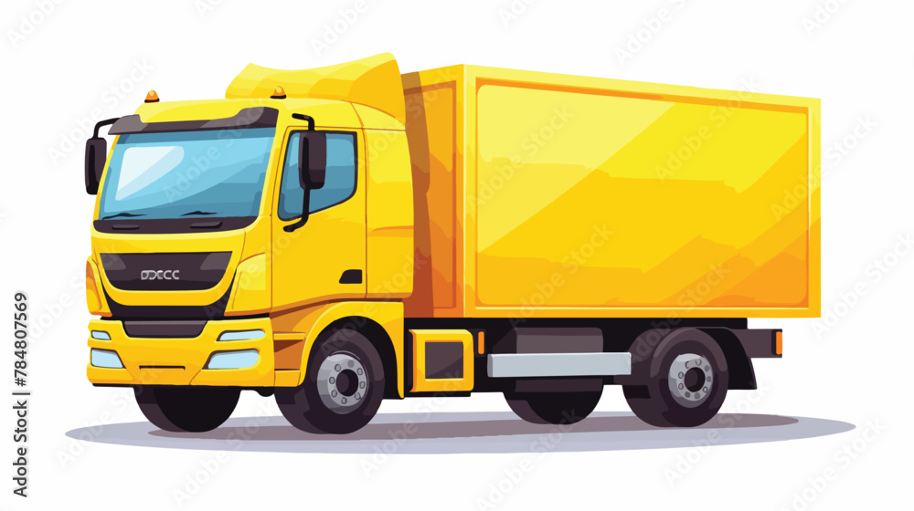 Vector illustration the yellow truck 2d flat cartoon