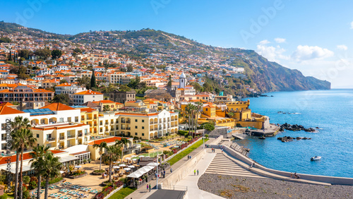 Panoramic view of the capital of Madeira island Funchal, Portugal 