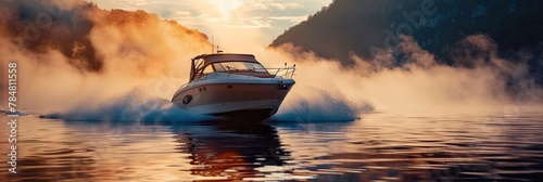 photo of a cabin cruiser on the water 