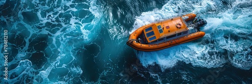 photo of a lifeboat on the water  photo