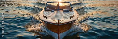 photo of a motorboat on the water  photo