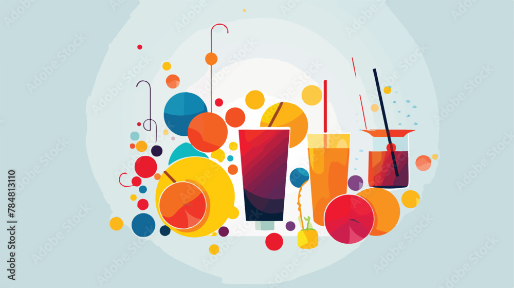 Vector image. colored drinks elements icon with cir