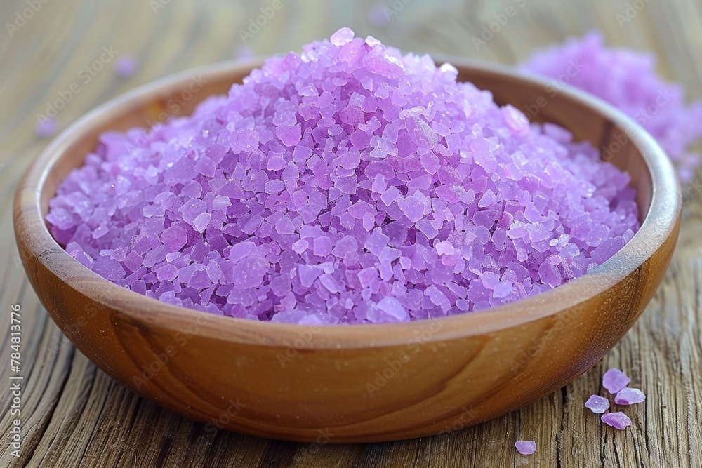 Natural sea salt in bowl on table, closeup Natural sea salt in bowl on table, closeup