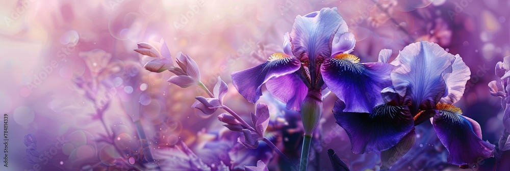 photo of iris flowers  - obrazy, fototapety, plakaty 