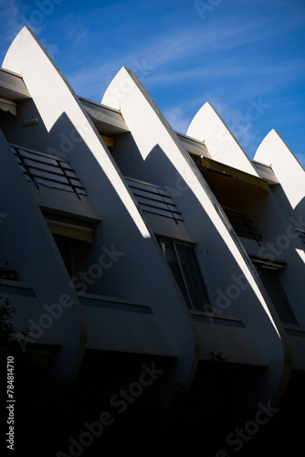 sharp facade modern balcony detail - La Grande-Motte, France