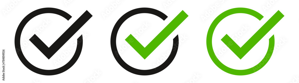 check box icon with correct, accept checkmark icons tick box checked, check list square frame - checkbox symbol approved sign - obrazy, fototapety, plakaty 
