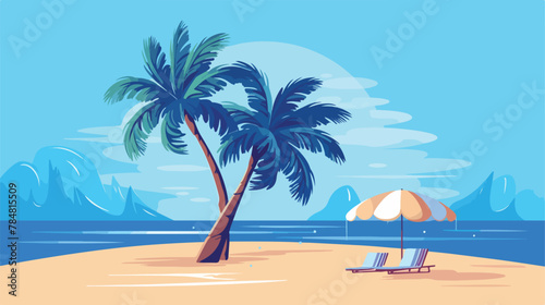 Vector image beach element icon with blue background © Mishi