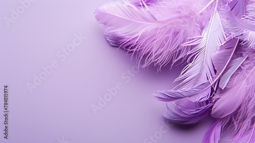 Feathers on a purple background, suitable for design with copy space, Mardi Gras celebration. © Ziyan